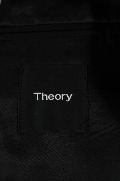 Theory Men's Collared Long Sleeves Lined Two Button Basic Jacket Black Size 38