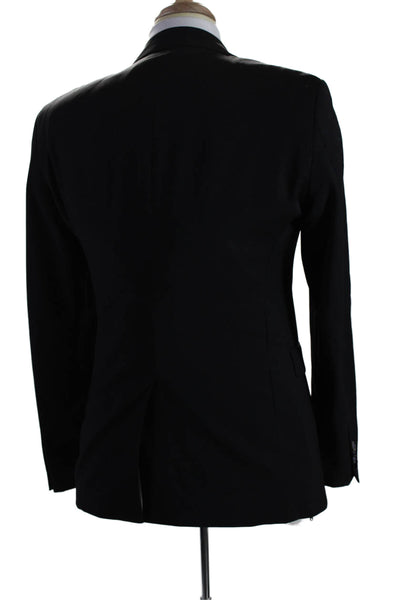 Sand Men's Collared Long Sleeves Lined Two Button Jacket Black Size 48