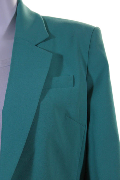 Pinko Womens Open Front Long Sleeves Cropped Blazer Jacket Turquoise Blue Size 6