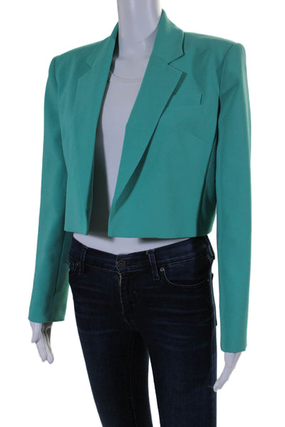 Pinko Womens Open Front Long Sleeves Cropped Blazer Jacket Turquoise Blue Size 6