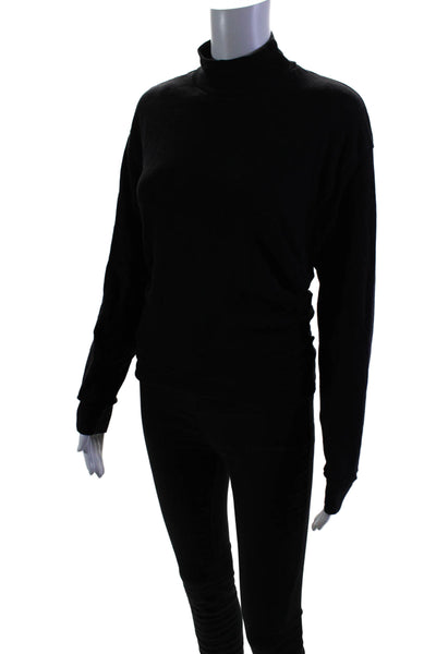 Stateside Women's Mock Neck Long Sleeves Pullover Sweatshirt Black Size S