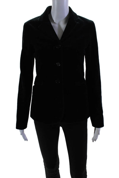 Theory Womens Corduroy Ribbed Buttoned Long Sleeve Collared Blazer Navy Size S