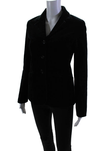 Theory Womens Corduroy Ribbed Buttoned Long Sleeve Collared Blazer Navy Size S