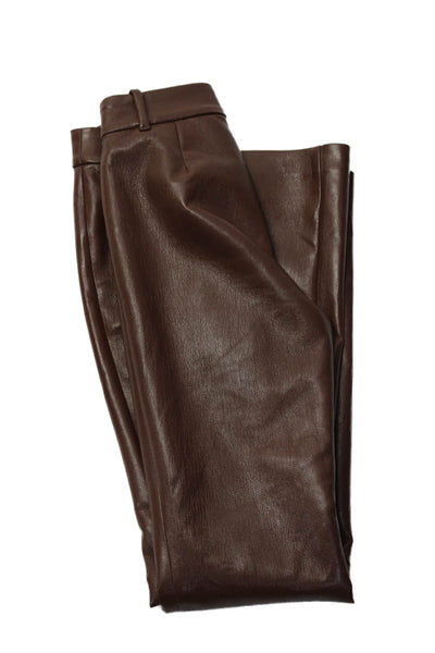 Wilfred Womens Faux Leather High Rise Flare Leg Pants Chestnut Brown Size 00