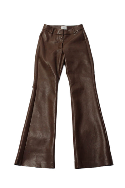 Wilfred Womens Faux Leather High Rise Flare Leg Pants Chestnut Brown Size 00