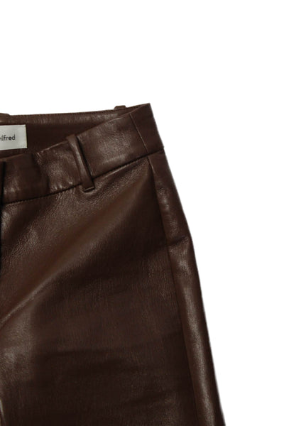 Wilfred Womens Faux Leather High Rise Flare Leg Pants Chestnut Brown Size 00