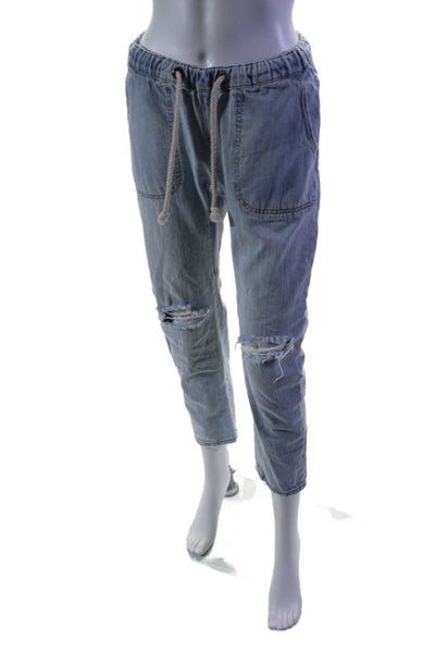 One Teaspoon Womens Drawstring Skinny Leg Jeans Blue Cotton Size Extra Small