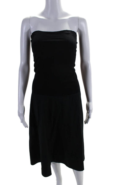 DKNY Womens Cotton Blend Black Squared Neck Strapless A-Line Dress Size S