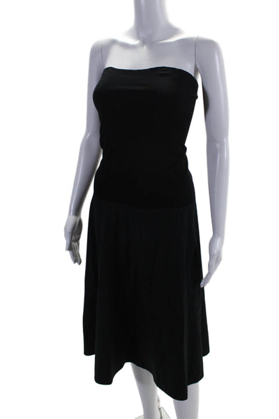 DKNY Womens Cotton Blend Black Squared Neck Strapless A-Line Dress Size S