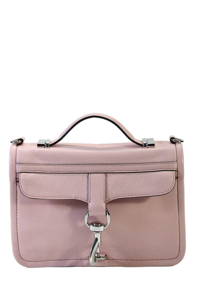 Rebecca Minkoff Womens Genuine Leather Light Pink Flap Small Satchel Handbag