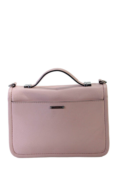 Rebecca Minkoff Womens Genuine Leather Light Pink Flap Small Satchel Handbag