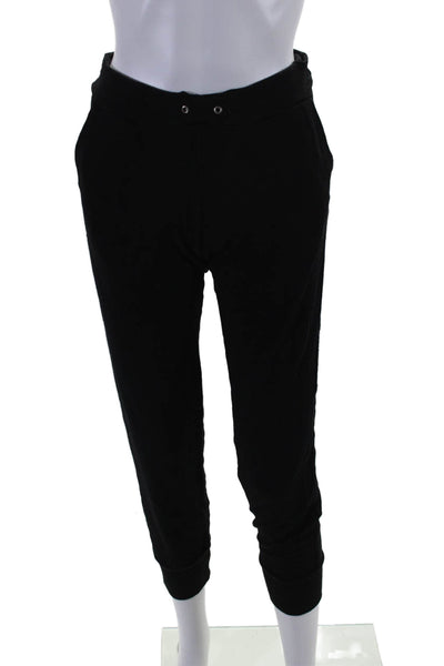 Monrow Womens Elastic Waist Slip-On Tapered Jogger Sweatpants Black Size S