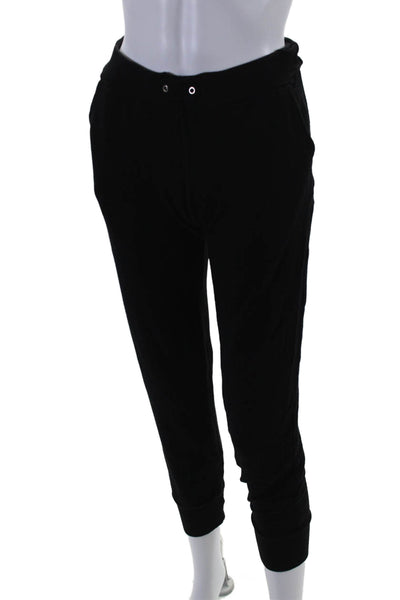 Monrow Womens Elastic Waist Slip-On Tapered Jogger Sweatpants Black Size S