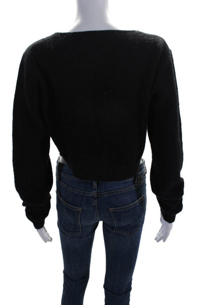 Lovers + Friends Womens Mohair Long Sleeves V Neck Sweater Black Size Small