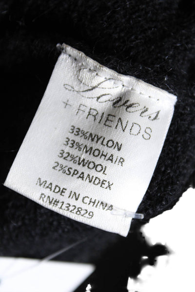 Lovers + Friends Womens Mohair Long Sleeves V Neck Sweater Black Size Small