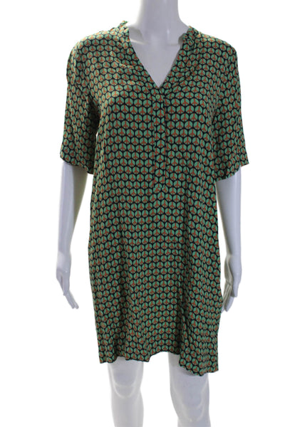 Nice Things Paloma S Womens Short Sleeve V Neck Peace Dress Green Navy Size 4