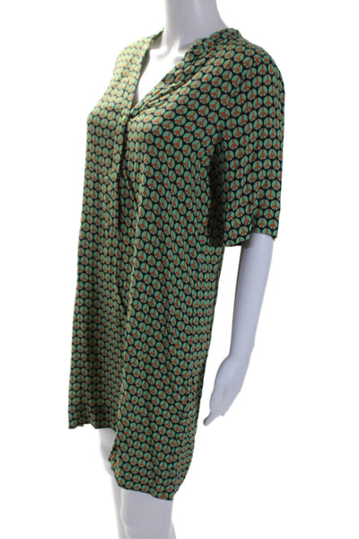 Nice Things Paloma S Womens Short Sleeve V Neck Peace Dress Green Navy Size 4