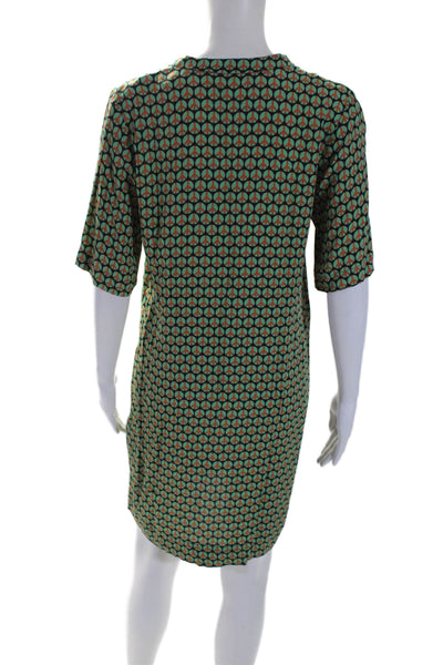 Nice Things Paloma S Womens Short Sleeve V Neck Peace Dress Green Navy Size 4