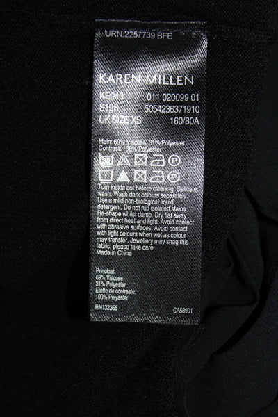 Karen Millen Womens Black Turtleneck Long Sleeve Pleated Trim Sweater Top SizeXS