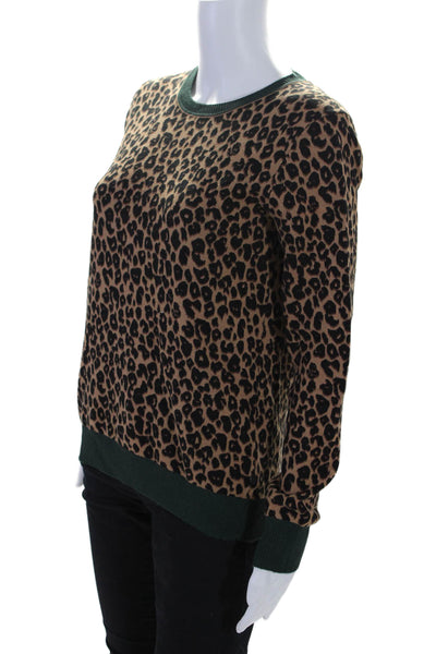 Scotch & Soda Womens Cotton Brown Leopard Print Crew Neck Sweater Top Size S