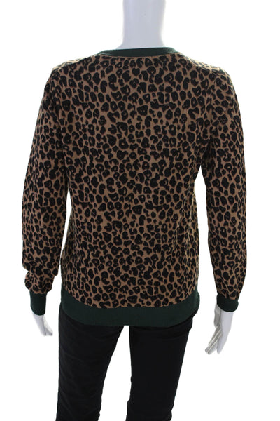 Scotch & Soda Womens Cotton Brown Leopard Print Crew Neck Sweater Top Size S