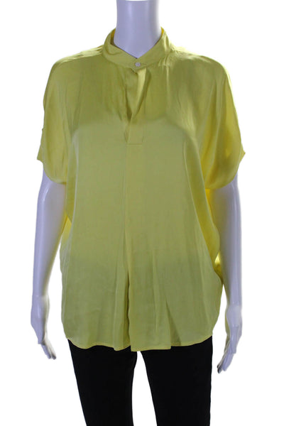 Maria + Cornejo Womens Silk Yellow Collar V-Neck Short Sleeve Blouse Top Size 6