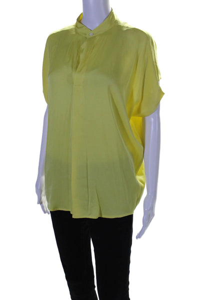 Maria + Cornejo Womens Silk Yellow Collar V-Neck Short Sleeve Blouse Top Size 6