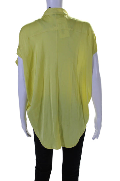 Maria + Cornejo Womens Silk Yellow Collar V-Neck Short Sleeve Blouse Top Size 6