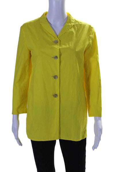 Jil Sander Womens Bright Yellow Cotton Long Sleeve Button Down Shirt Size 36