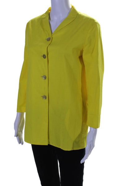 Jil Sander Womens Bright Yellow Cotton Long Sleeve Button Down Shirt Size 36