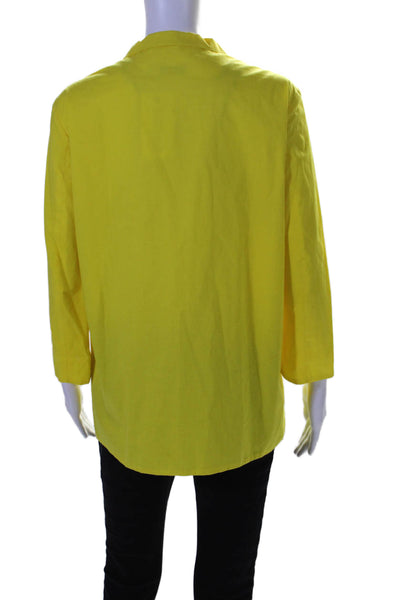 Jil Sander Womens Bright Yellow Cotton Long Sleeve Button Down Shirt Size 36