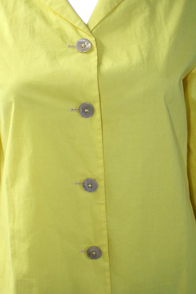 Jil Sander Womens Bright Yellow Cotton Long Sleeve Button Down Shirt Size 36