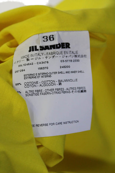 Jil Sander Womens Bright Yellow Cotton Long Sleeve Button Down Shirt Size 36