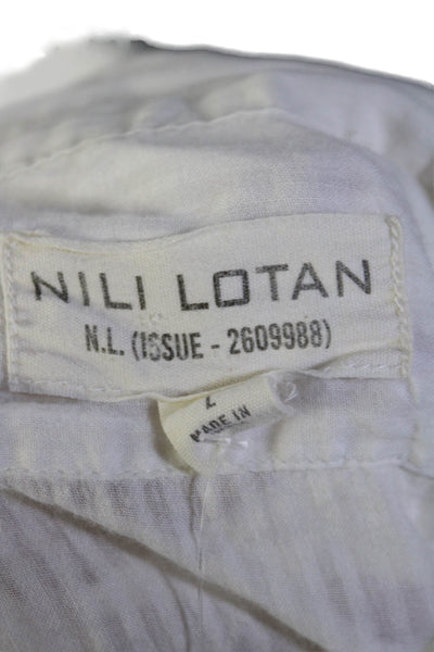 Nili Lotan Womens Cotton Long Sleeve Striped Button Down Shirt White Size L