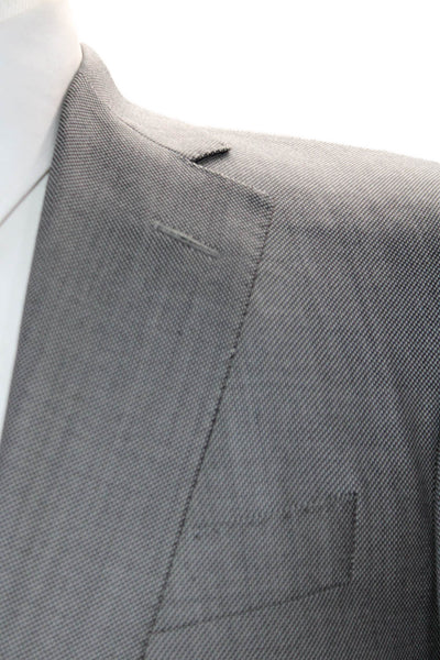 Samuelsohn Mens Darted Collared Textured Buttoned Blazer Jacket Gray Size EUR 42