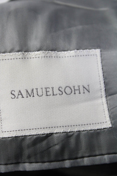 Samuelsohn Mens Darted Collared Textured Buttoned Blazer Jacket Gray Size EUR 42