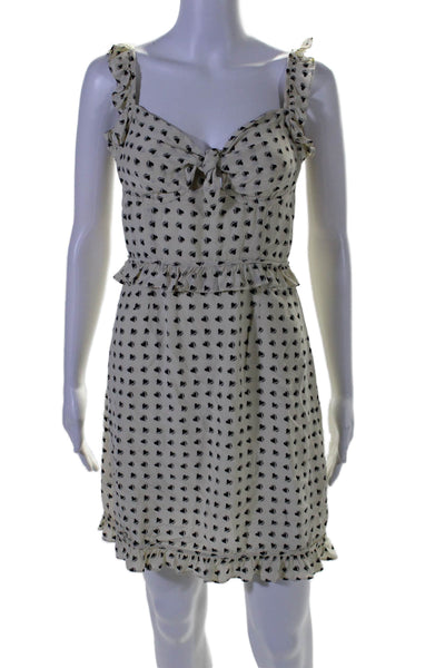 For Love & Lemons Womens Heart Print A Line Dress White Black Size Small