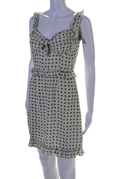 For Love & Lemons Womens Heart Print A Line Dress White Black Size Small