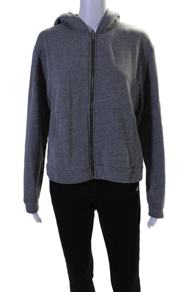 John Galt Womens Full Zipper Long Sleeves Hoodie Gray Cotton Size One Size