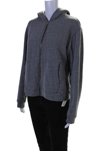 John Galt Womens Full Zipper Long Sleeves Hoodie Gray Cotton Size One Size