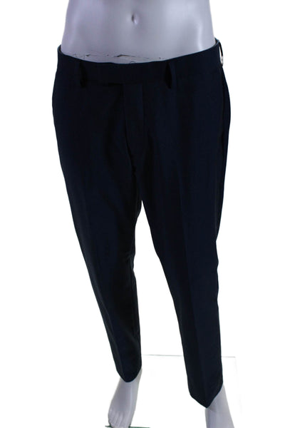 Sondergaard Men's Hook Closure Flat Front Straight Leg Dress Pants Blue Size 34