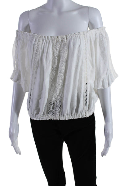 Sunday Tropez Womens Short Sleeve Off Shoulder LouLou Top White One Size