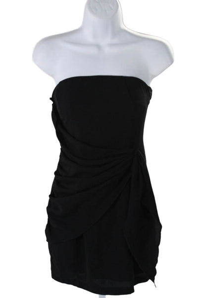 Superdown Womens Square Neck Ruched Sleeveless Zipped Mini Dress Black Size 2XS