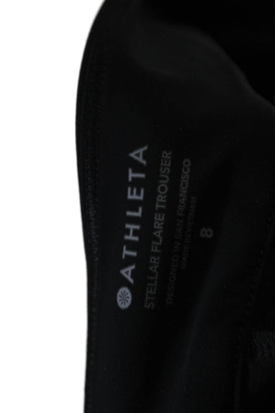 Athleta Womens High Rise Stellar Flare Leg Trouser Pants Jet Black Size 8