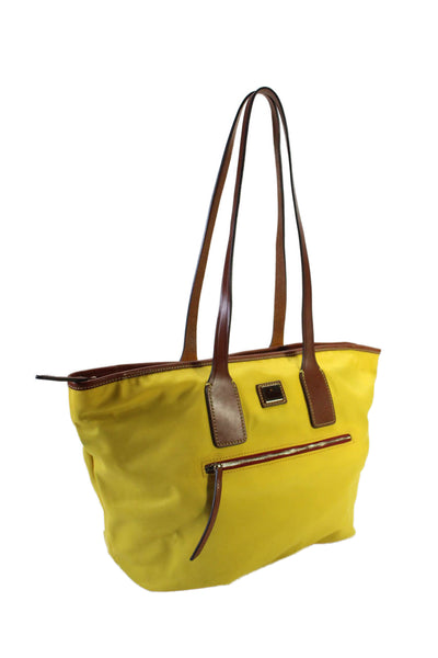 Dooney & Bourke Womens Bright Yellow Zip Medium Shoulder Tote Bag Handbag