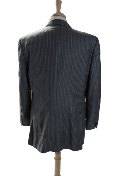 Vitale Barberis Mens Gray Wool Striped Two Button Long Sleeve Blazer Size 44