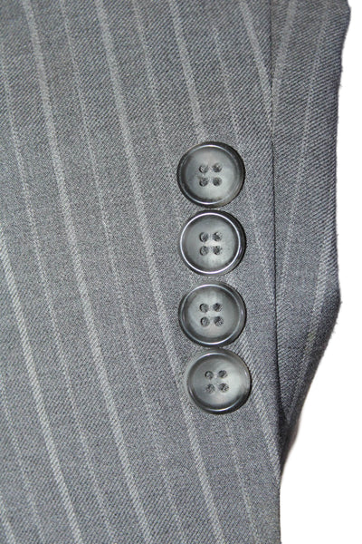 Vitale Barberis Mens Gray Wool Striped Two Button Long Sleeve Blazer Size 44