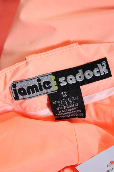 Jamie Sadock Womens Button Closure Mid-Rise Cargo Shorts Orange Size 12