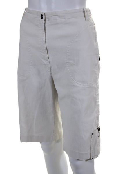 Jamie Sadock Womens Button Closure High-Rise Cargo Shorts White Size 12