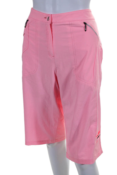 Jamie Sadock Womens Button Closure Mid-Rise Cargo Shorts Light Pink Size 14